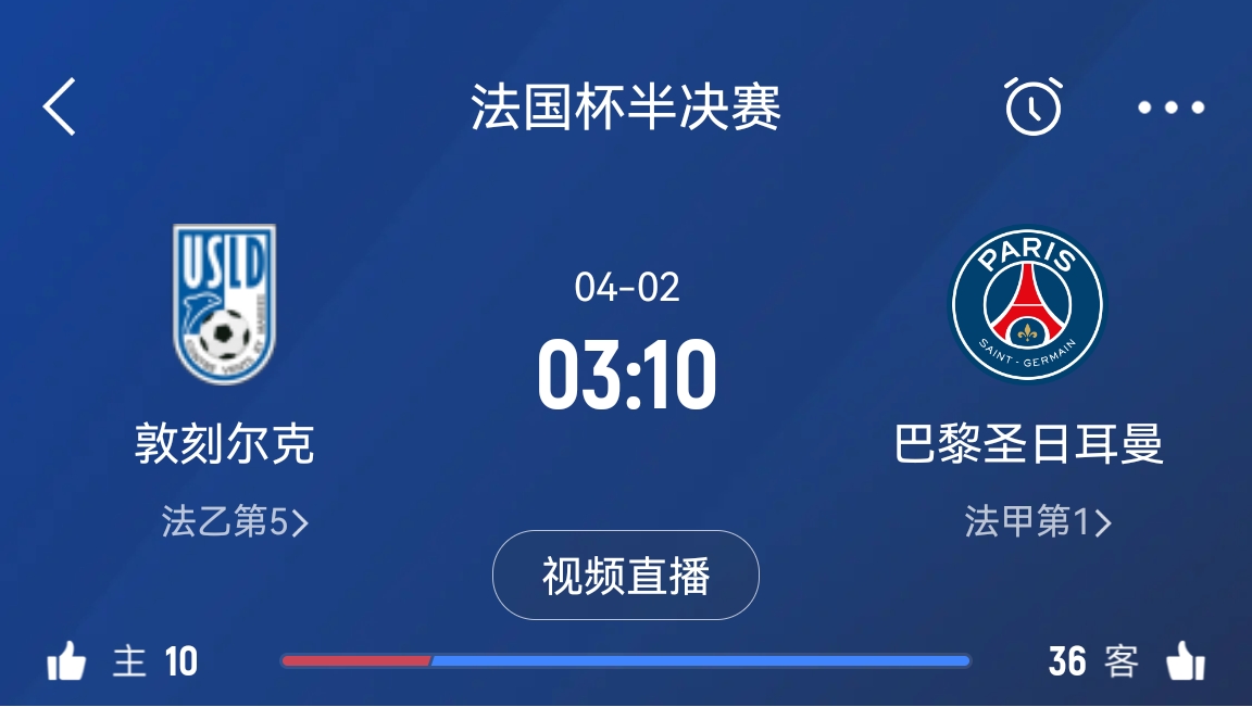 繼續(xù)大撤退？法國杯半決賽敦刻爾克挑戰(zhàn)巴黎，此前連續(xù)逆轉(zhuǎn)法甲隊